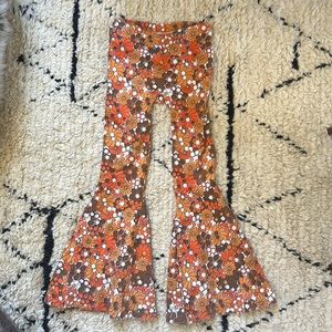 Suede daze King raja kids flower bell flare pants